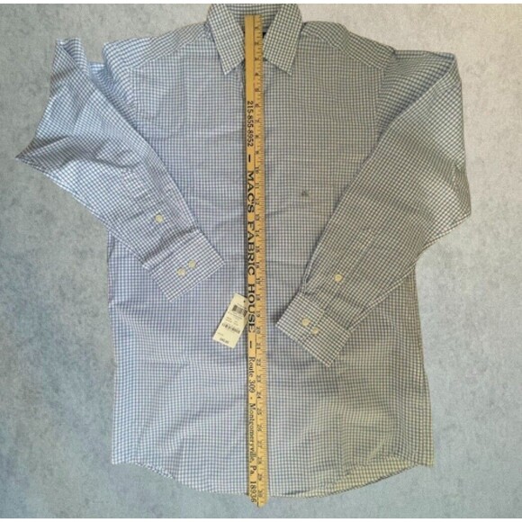 Club Room Mens Button Up Shirt Size S Blue Check Regular Fit Dress Shirt 14.5" - Picture 10 of 10